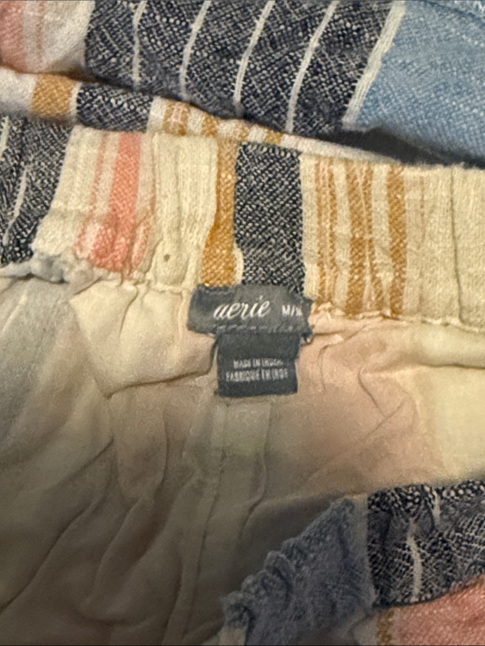 Aerie Striped Crochet Trim Tank & Shorts Set - Blue, Pink pants M shirt XL - Picture 2 of 3